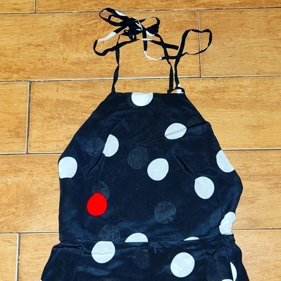 Réalisation Par Jeet Black White Red Polka Dot Backless Silk Dress Size S. . - Picture 6 of 16